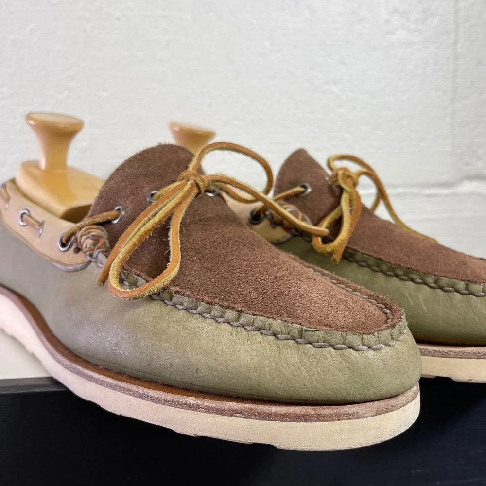 Todd Snyder x LL Bean Boat Shoes Casual Green Brown Suede Slip On Men's 11.5 D